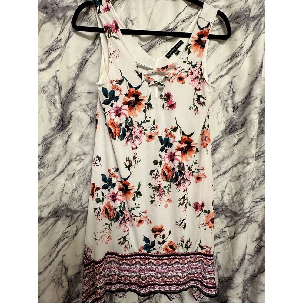 Three Pink Hearts White Floral Dress